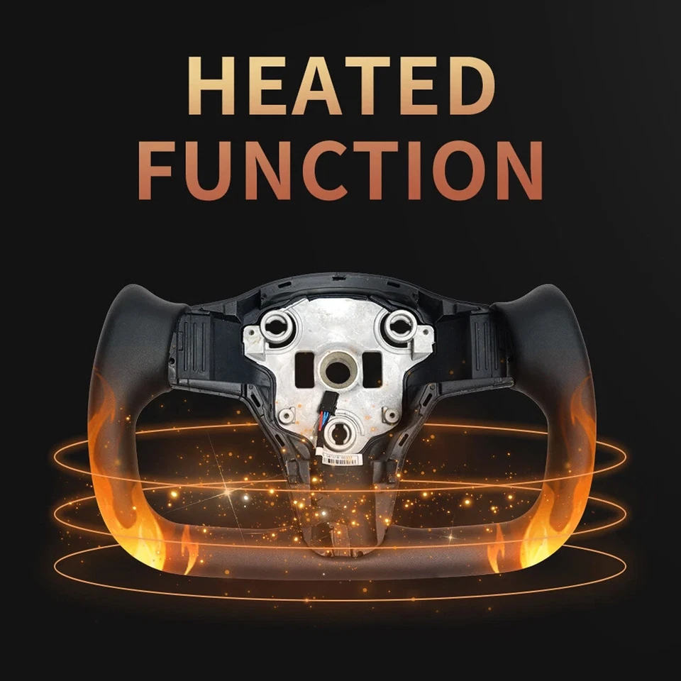 Yoke Steering Wheel For Tesla Model 3 16-22 Model Y 20-24 with Heated Black - Image 4 of 4