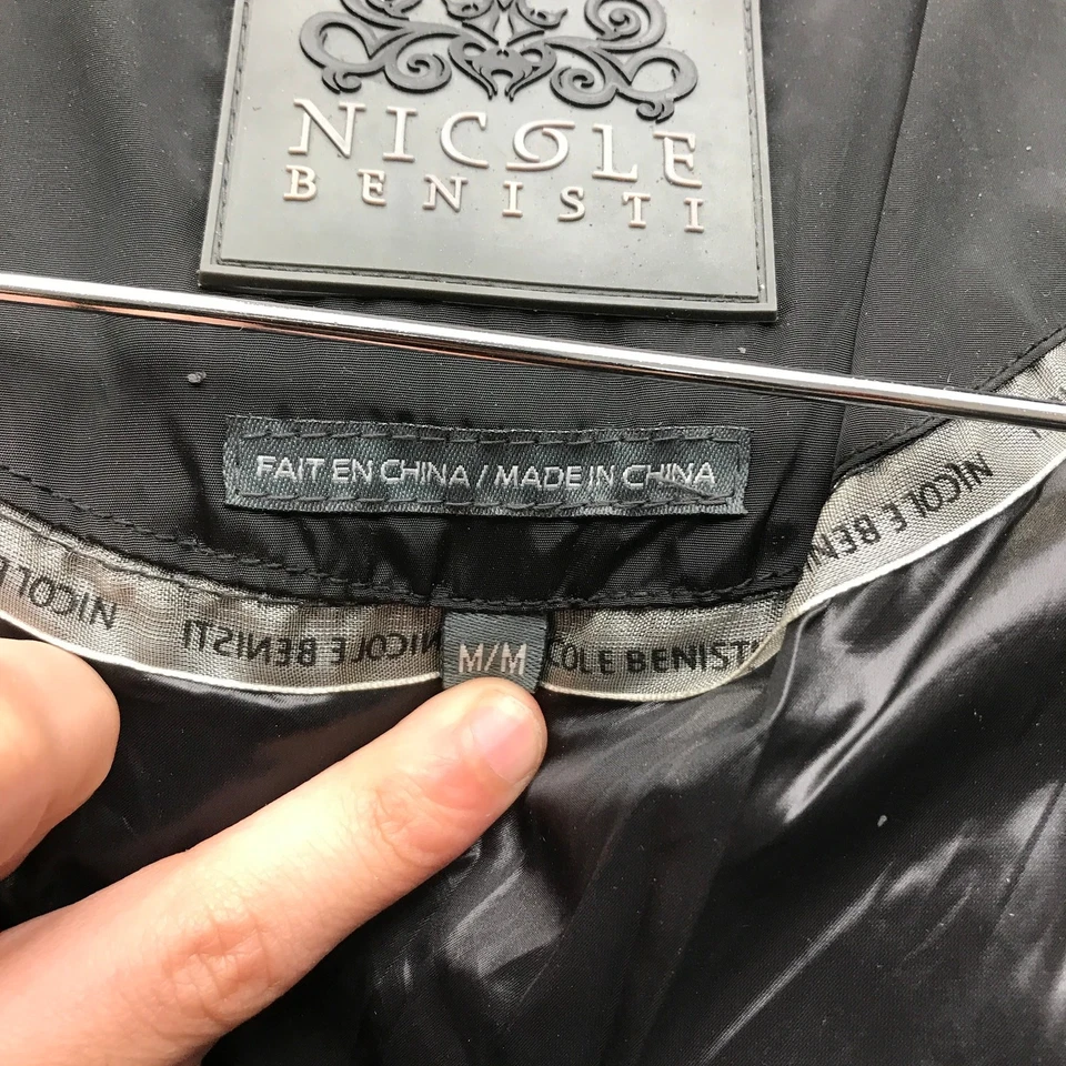 Nicole Benisti вниз парка куртка женщин средний полный молнии черный выстеганный мех отделки - Изображение 3 из 4