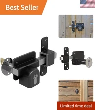 Long Throw Gate Lock, Euro Profile Keyed Both Sides - Black