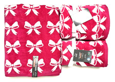CARO HOME PINK,WHITE 100% COTTON BOW SHAPE BATH OR 2 HAND OR 2 FINGER TIP TOWEL
