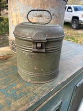 Antique 19th Century Green Painted Tin Sugar Flour Bucket Pail Primitive 