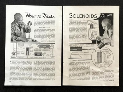  How To Make Solenoids  1935 HowTo PLANS Info Plunger Magnets A.C-D.C.