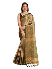 Women's Woven Cotton Silk Art Silk Banarasi Saree With Blouse Piece