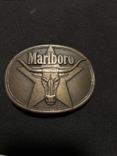 Vintage MARLBORO Longhorn Bull Belt Buckle Solid Brass 1987 Phillip Morris
