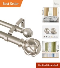 Telescoping Curtain Rods 36-72 Inches, Heavy-Duty Design with Elegant Finials