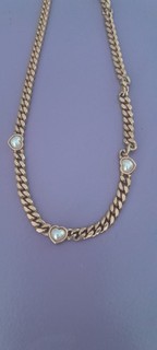 Vintage 80er Jahre Modeschmuck Set Kette&Armband goldfarben Herzchen