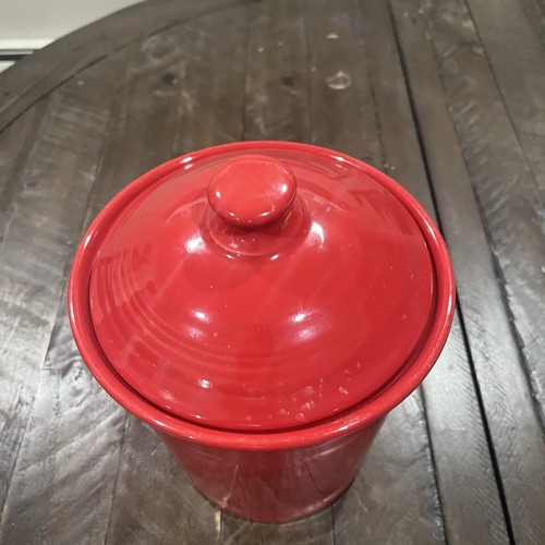 Fiesta Ware Scarlet Red Canister CROCK Lid 10” Homer Laughlin Pottery - Picture 6 of 8