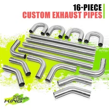 16Pcs 2 Inches OD Stainless Steel DIY Exhaust Tubing Pipe Straight & U-Bend Kit
