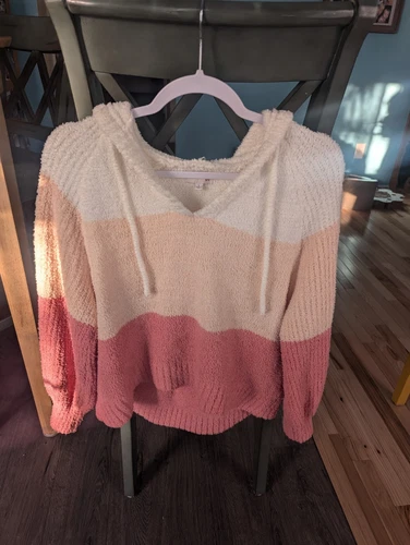 OFF WHITE SO Maglione Slouchy Scollo a V Felpa con Cappuccio Junior Tg L Normalcore Pesche e Crema