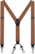Mens Suspenders Leather Adjustable Elastic Y-Shaped Braces Hooks Pants Brace