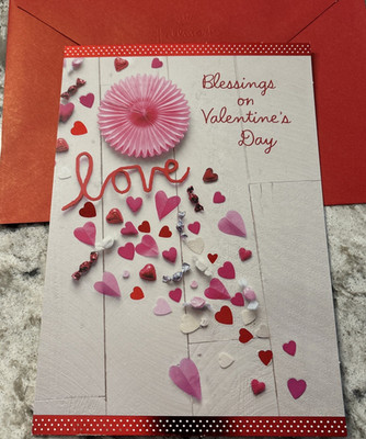 Valentine s Day Blessings Peace Joy & Happiness Religious 5.5 x8  Greeting Card