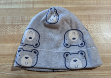 Gerber Baby Boy Size 0-6 months 100 cotton Gray teddy Bear Crib Cap
