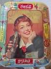 VINTAGE , RARE COCA -COLA SERVING TRAY /WOMAN WEARING HAT
