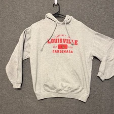 J. America Louisville Cardinals Hoodie Sweatshirt Pullover College Gray L