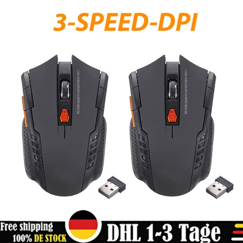 2stk Funk Maus Büro Kabellos Wireless Mouse Für PC Laptop Schwarze USB