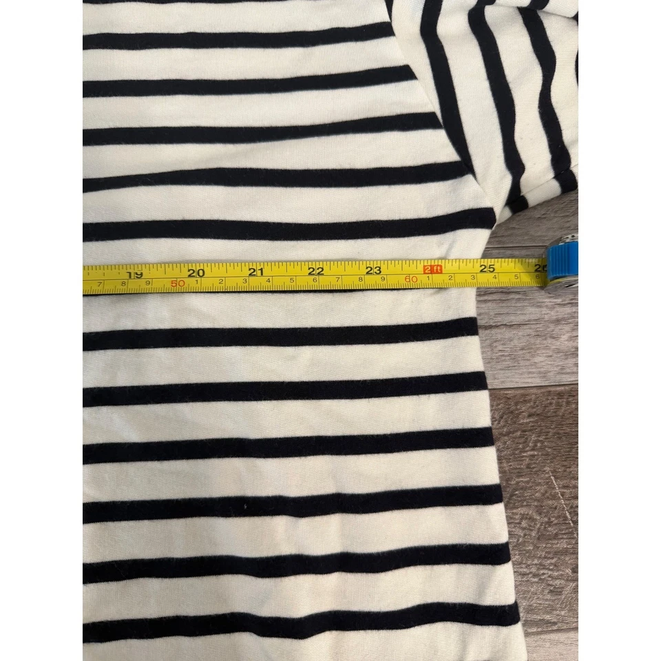 Camisa Top Jill Rayas Manga Larga Cuello Redondo XL Negra Blanca Navegación Playa Foto 3 de 4