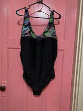 Plus 24W Multicolor Tropical Floral One-Piece Swimsuit Wide Straps Nylon/spandex