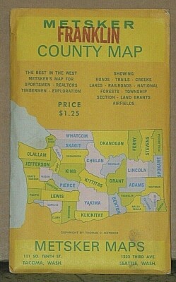 Early 1950's Metsker Map of the Franklin County, Washington