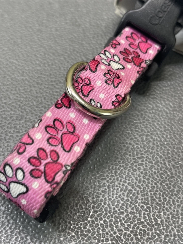 "Cubierta de cuello de pulpa para perro Coastal Hideaway XS 8"" - 12"" impresiones de patas rosadas extra pequeñas" Foto 3 de 4