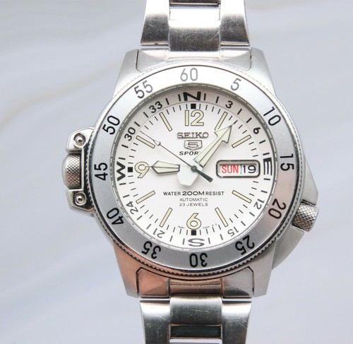 Seiko 5 Sports SKZ207K1 White Land Shark Atlas Men's Sports Watch 7S36-01E0  | eBay