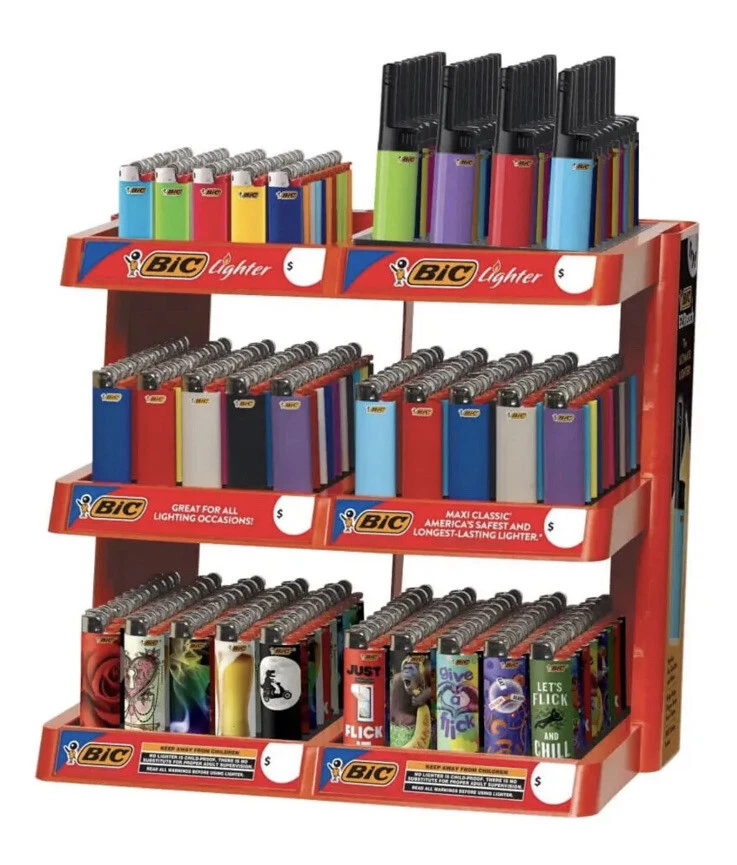 BIC lighters Display 6 Tiers Red Color Stand Shelve Plastic With 30 Free Lighter