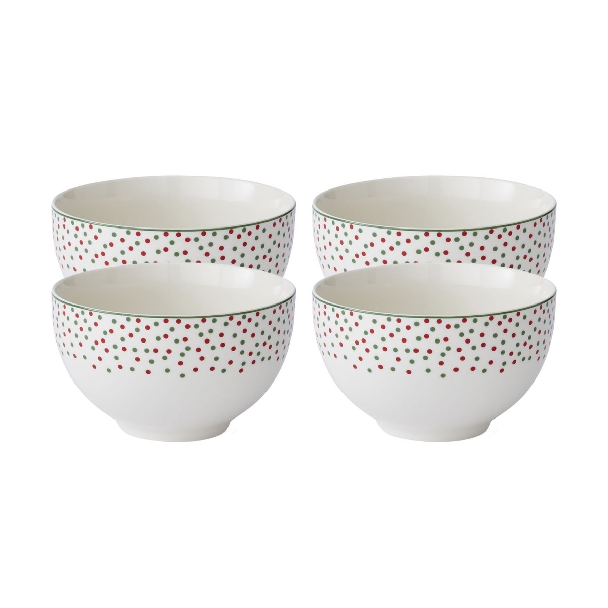 Spode Christmas Tree Polka Dot Rice Bowl Soup Bowls, inch, Set