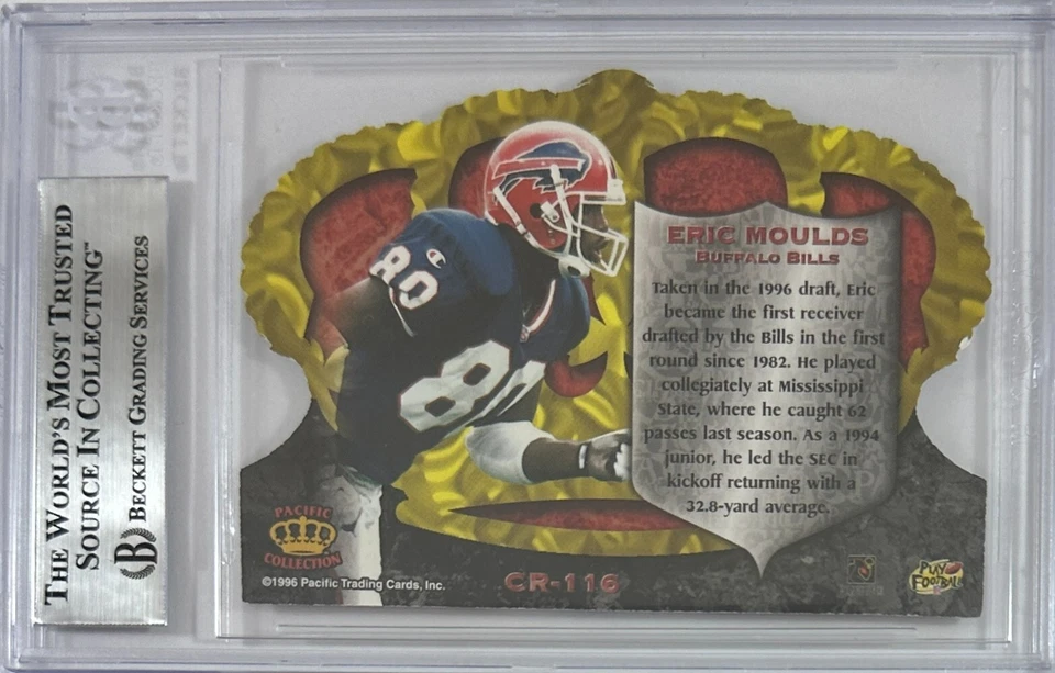Eric Moulds autografiado firmado Pacific 1996 #CR 116 Buffalo Bills BAS Encap radiocontrol Foto 2 de 3