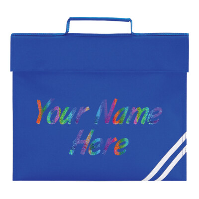 Büchertasche Kinder personalisiert Tasche Glitzer Name Reißstreifen Verschluss Schule Quadra