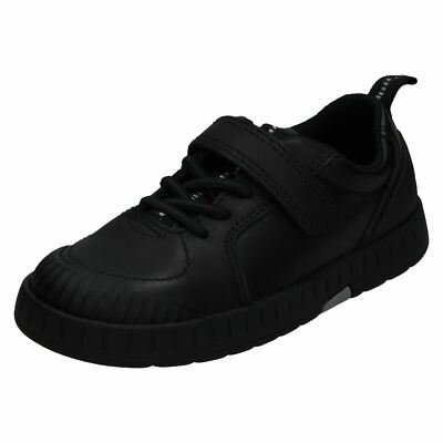 Jungen Clarks Flugzeug Klettverschluss Leder & Material Schulschuhe Apollo Step