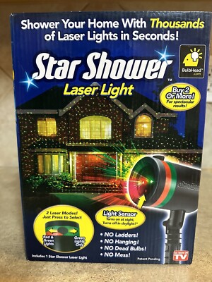 Telebrands Star Shower Laser Light Projector With Light Sensor. TESTED AND WORKS