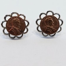 Pair Mini Lincon Head Liberty Nickle Earings Stud Post Style 1/2 Inches Across