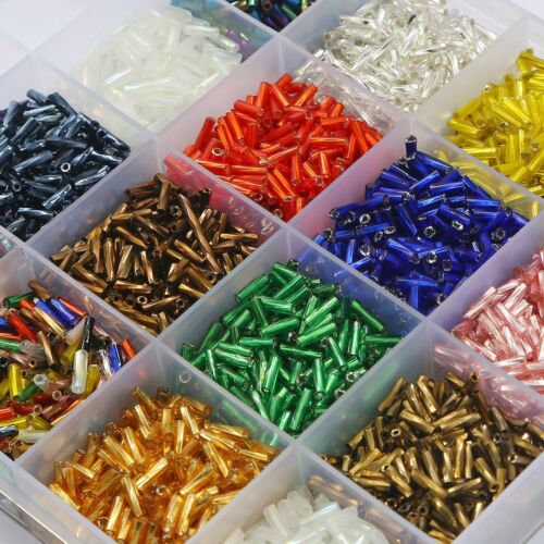 300pcs Twist Loose Tube Beads 2x6mm Loose Glass Spacer Bead Jewelry Making Acces - Afbeelding 1 van 39