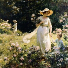 Charles Courtney Curran : "Among the Laurel Blossoms" - Giclee Fine Art Print