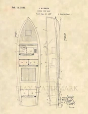 Vintage Chris Craft Boat US Patent Art Print- Vintage Boat Antique Boat - 827