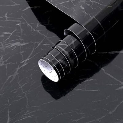 17x120 Inch Black Marble Wallpaper Peel and Stick Contact Paper for Countertops