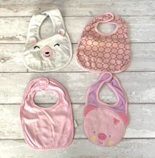 Baby Girl OS Drool Bibs Bundle Set of 4 Assorted Brands Pink White  Animals