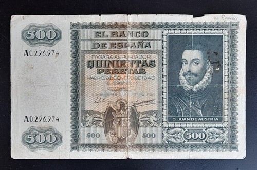 500 Pesetas 1940 Serie A (Don Juan de Austria)