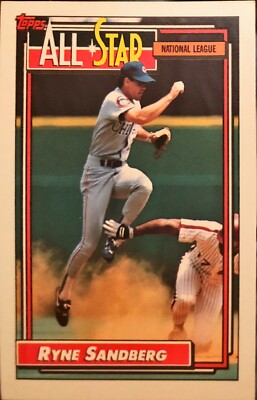 Rare Vintage Mint Condition Ryne Sandberg 1992 Topps #387 All Star