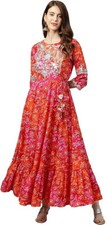 NWT 55 SZ XL Rytras Women's Cotton Printed Anarkali Embroidery Kurti