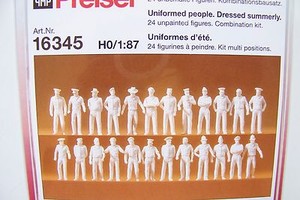 HO Preiser 24 UNPAINTED Standing UNIFORMED Figures KIT ( Mostly police) # 16345 4041032163451 | eBay