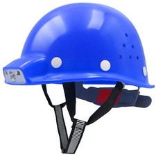 Mustbau Bauhelm,Schutzhelm,Bauarbeiterhelm, USB-Licht, 53-62cm Einstellbar Blau
