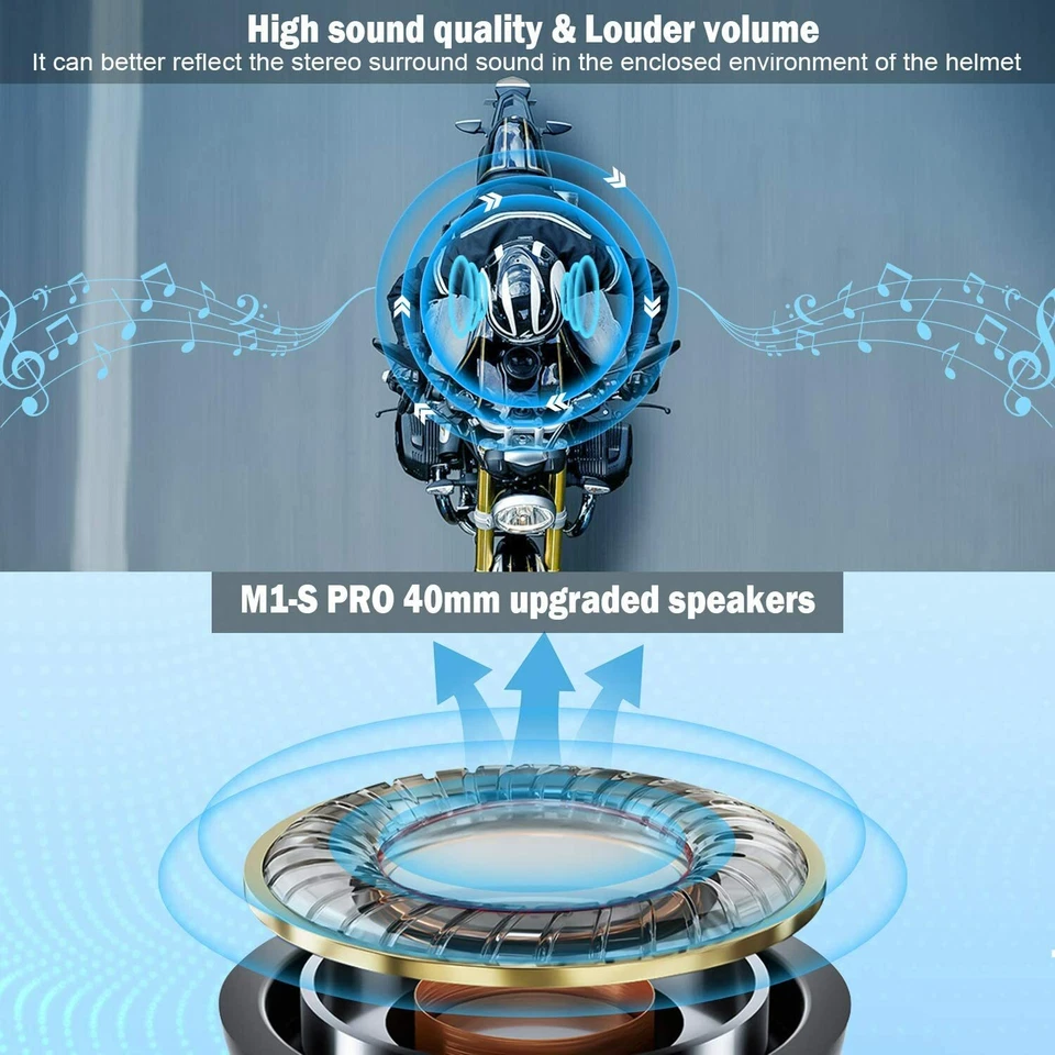 2000M M1-S Pro Motorrad Helm Intercom Sprechanlage Bluetooth Headset Interphone - Bild 3 von 4