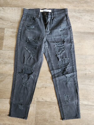 BRANDY MELVILLE Washed Black Cropped Distressed 100