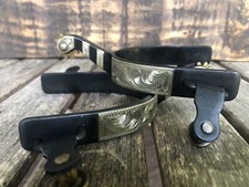 Men s Western Spurs Black Steel 3/4 Band with Silver Trim AHE 960