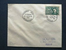 FRANCE PREMIER JOUR FDC YVERT 910 RIMBAUD ECRIVAIN POETE 15F CHARLEVILLE 1951