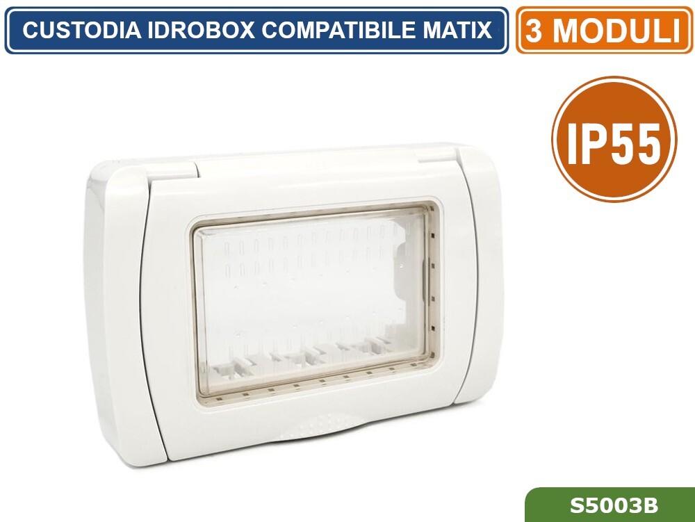 TOT ELECTRIC Coperchio Idrobox 3 Posti Nero Compatibile Con Bticino Living Light/Air/International IP55 Autoportante Esterno Impermeabile A Parete - Foto 10