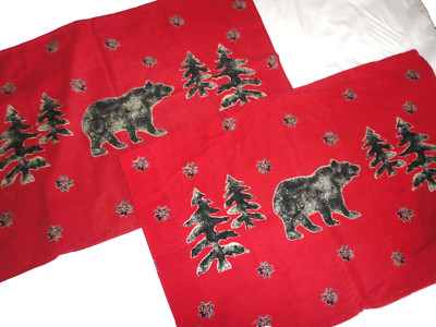TARGET ALASKAN FOREST FLANNEL BEARS PINE TREES  (2) STANDARD PILLOWCASES 18 X 28