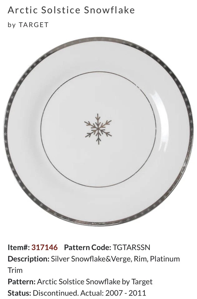 "Lote de 4 platos de ensalada Target Home ARCTIC SOLSTICE 8,75"": copos de nieve plateados ❄️" Foto 3 de 4