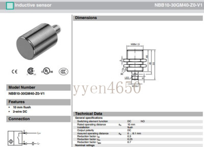 Original Plug-in Sensor for Proximity Switch NBB10-30GM40-Z0-V1 
