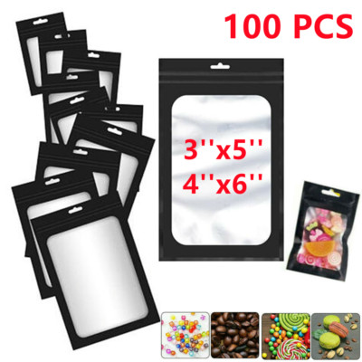 100pcs Resealable Zip Seal Mylar Bags Hanging Pouches Matte Foil Packaging Pouch